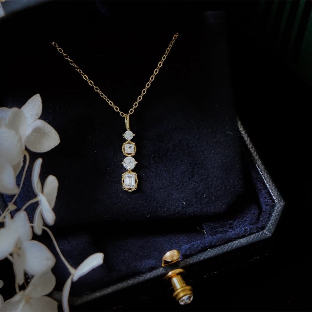 Sterling Silver Drop Simulated Diamond Necklace - Picture 6 of 9